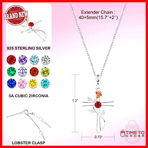 Peridot Marquise Cross Pendant Necklace in 925 Sterling  925 Sterling Silver Cross Pendant Necklace with Birthstone Lobster Clasp